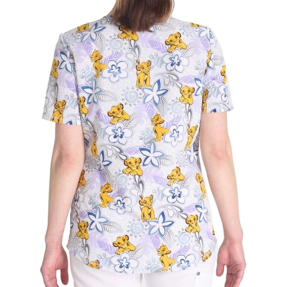 Scrubstar V-Neck Disney Simba Lion King Scrub Top Womens Short Sleeve Very Soft - Picture 7 of 10